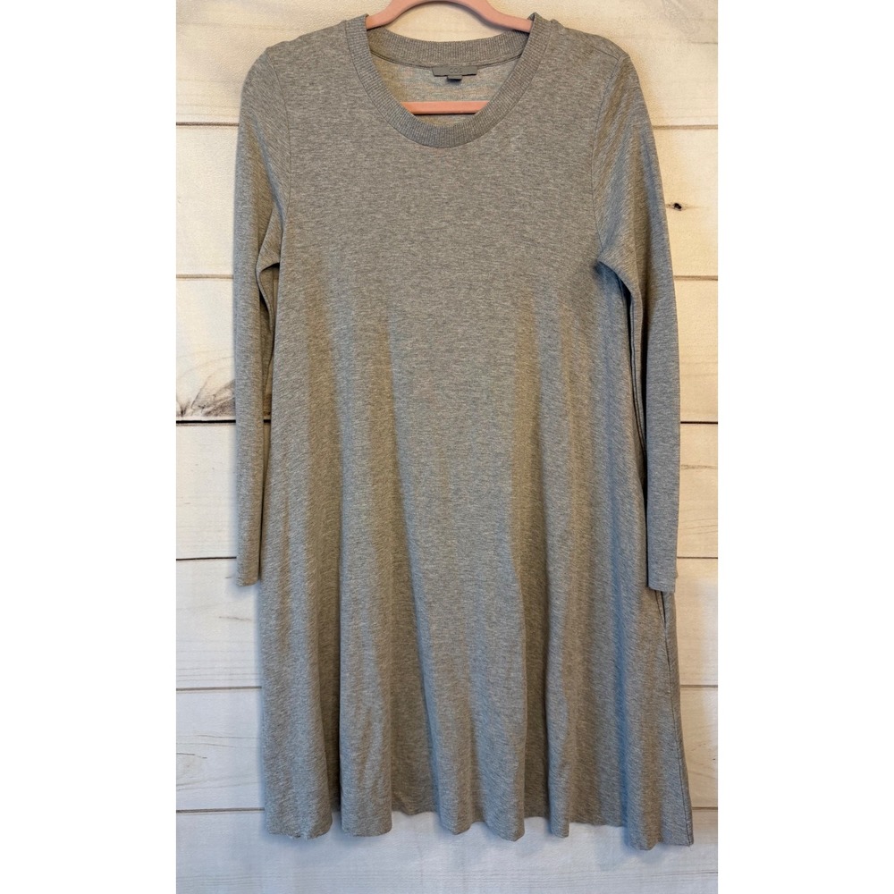 COS Womens Gray Long Sleeve A-Line Jersey T-Shirt Dress Size S Minimalist Basic